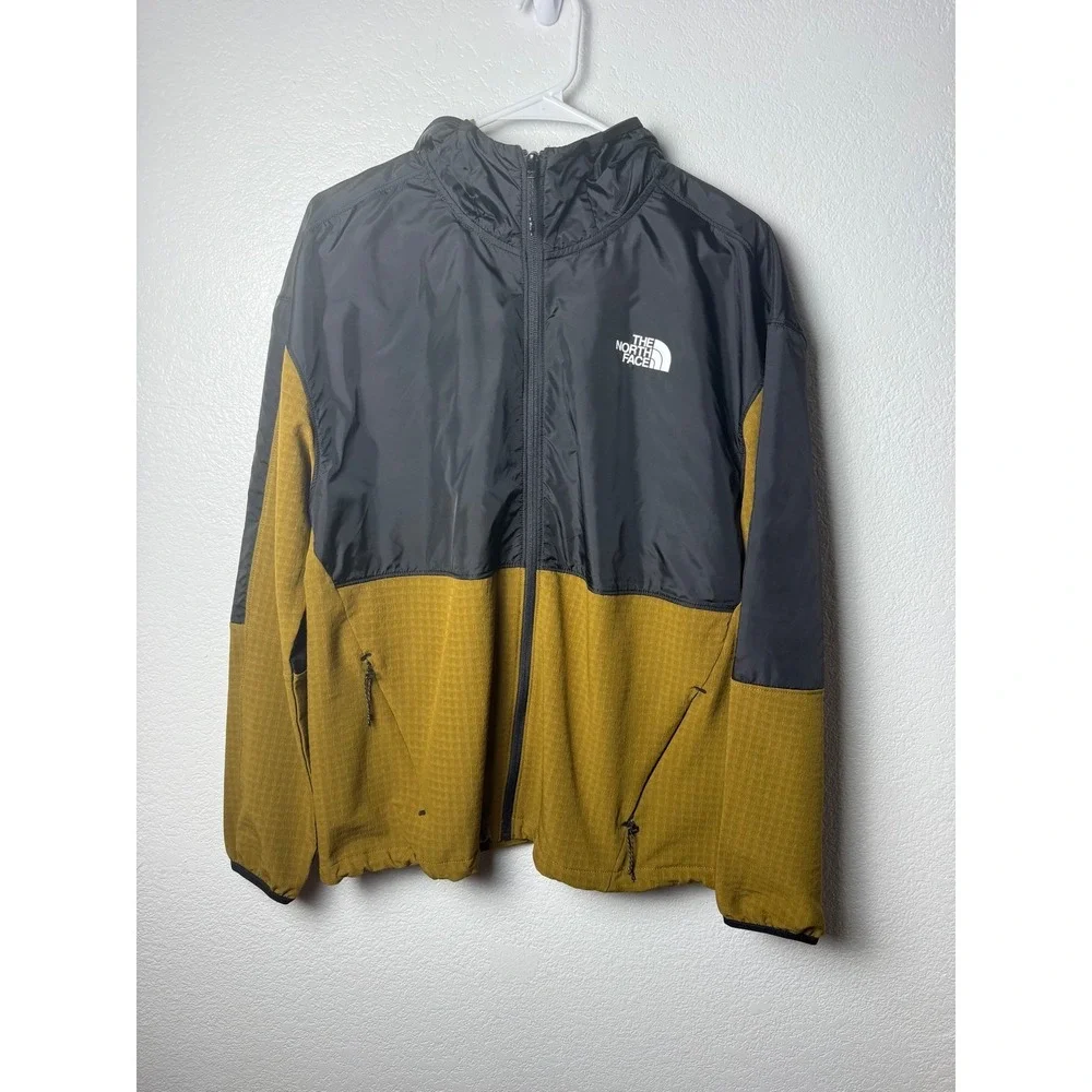The North Face FlashDry Hooded Jacket Mens Medium Grey Yellow NF0A88XV Hybrid